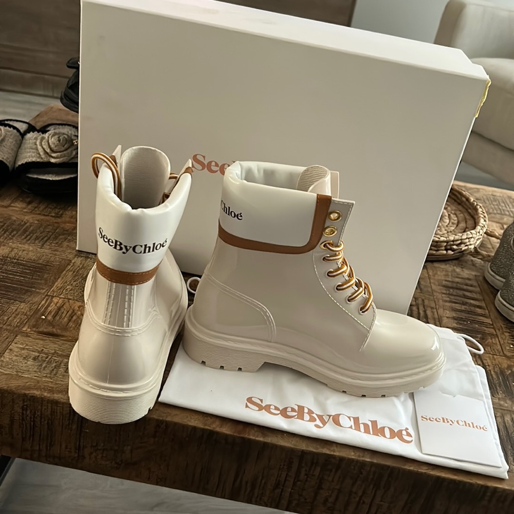 See By Chloe Florrie Lace Up Rain Boots